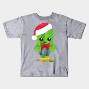 Christmas Cactus, Cute Cactus, Santa Hat, Gifts Kids T-Shirt